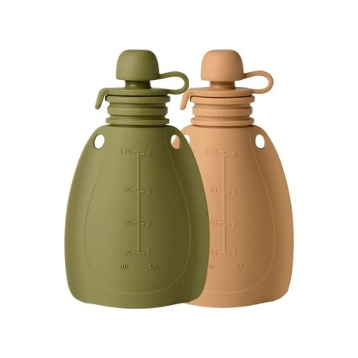 Mininor, Smoothie Pouch Med Ske 2-pack, 120 Ml, Moss Green/roe Deer