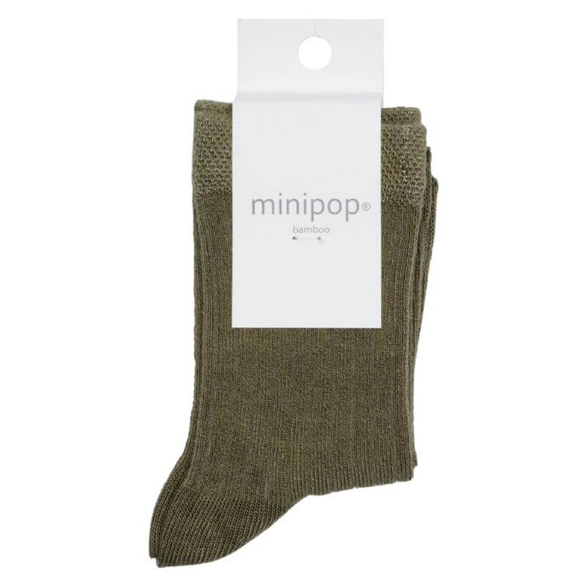 MiniPop - Bamboo Ankle Socks - Light Olive - 19-22 (1-3 år)