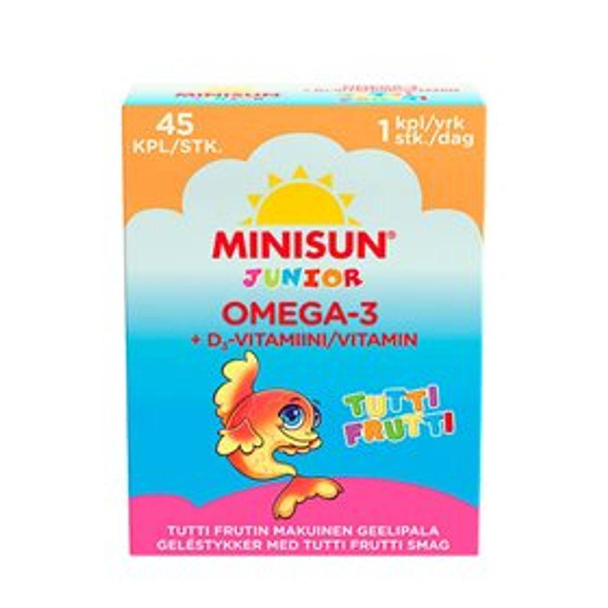 Minisun Omega-3+D-vit Junior tutti frutti &bull; 45 kap. DATOVARE 10/01-2025