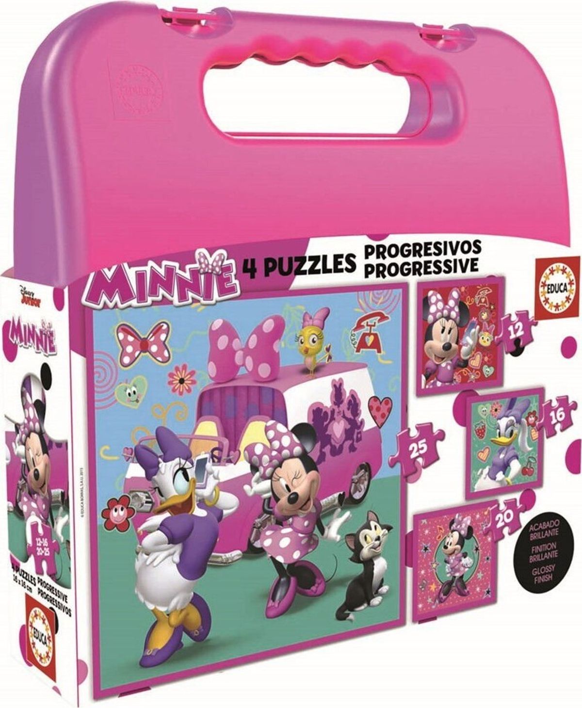 Minnie Mouse Puslespil - 4 Stk - 12, 16, 20 + 25 Brikker