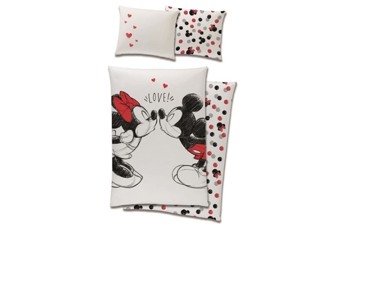 Minnie Og Mickey Mouse Sengetøj 150 X 210 Cm - 100 Procent Bomuld