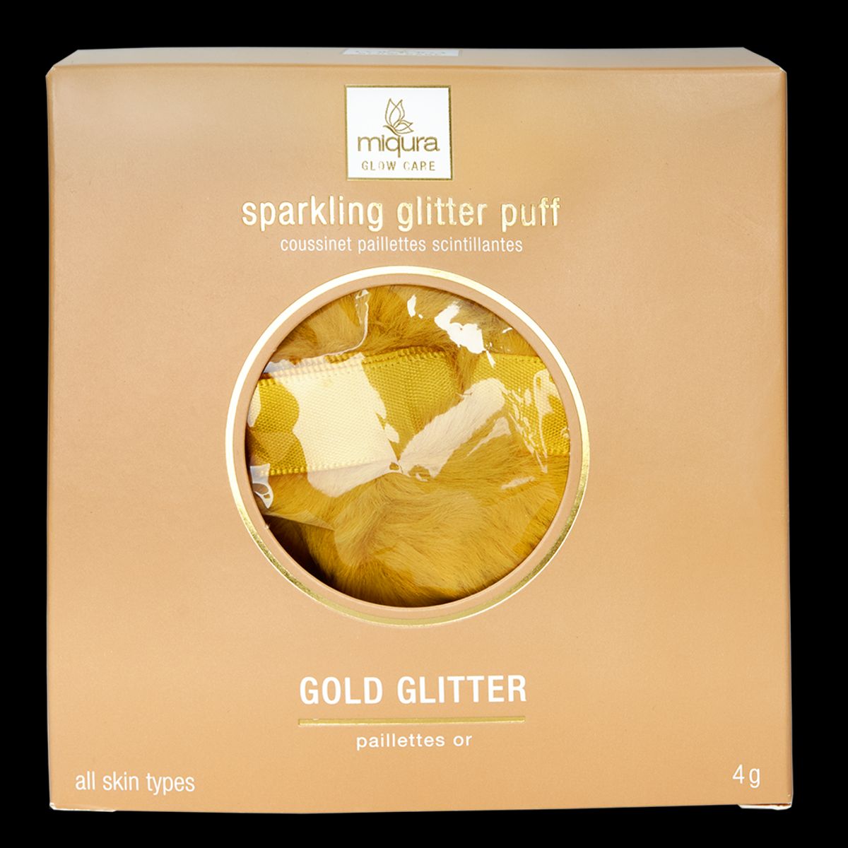 Miqura sparkling glitter puff - gold glitter