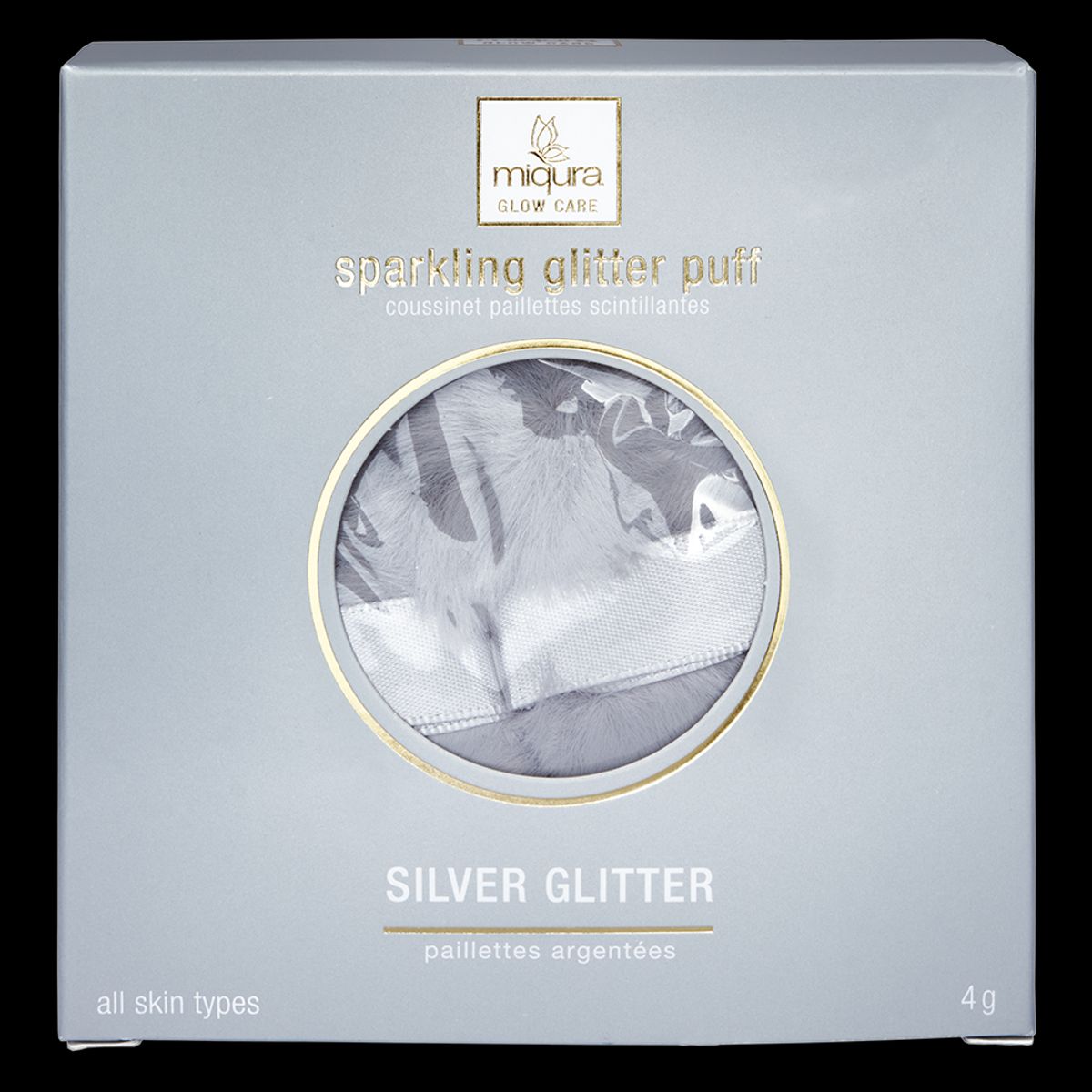 Miqura sparkling glitter puff - silver glitter