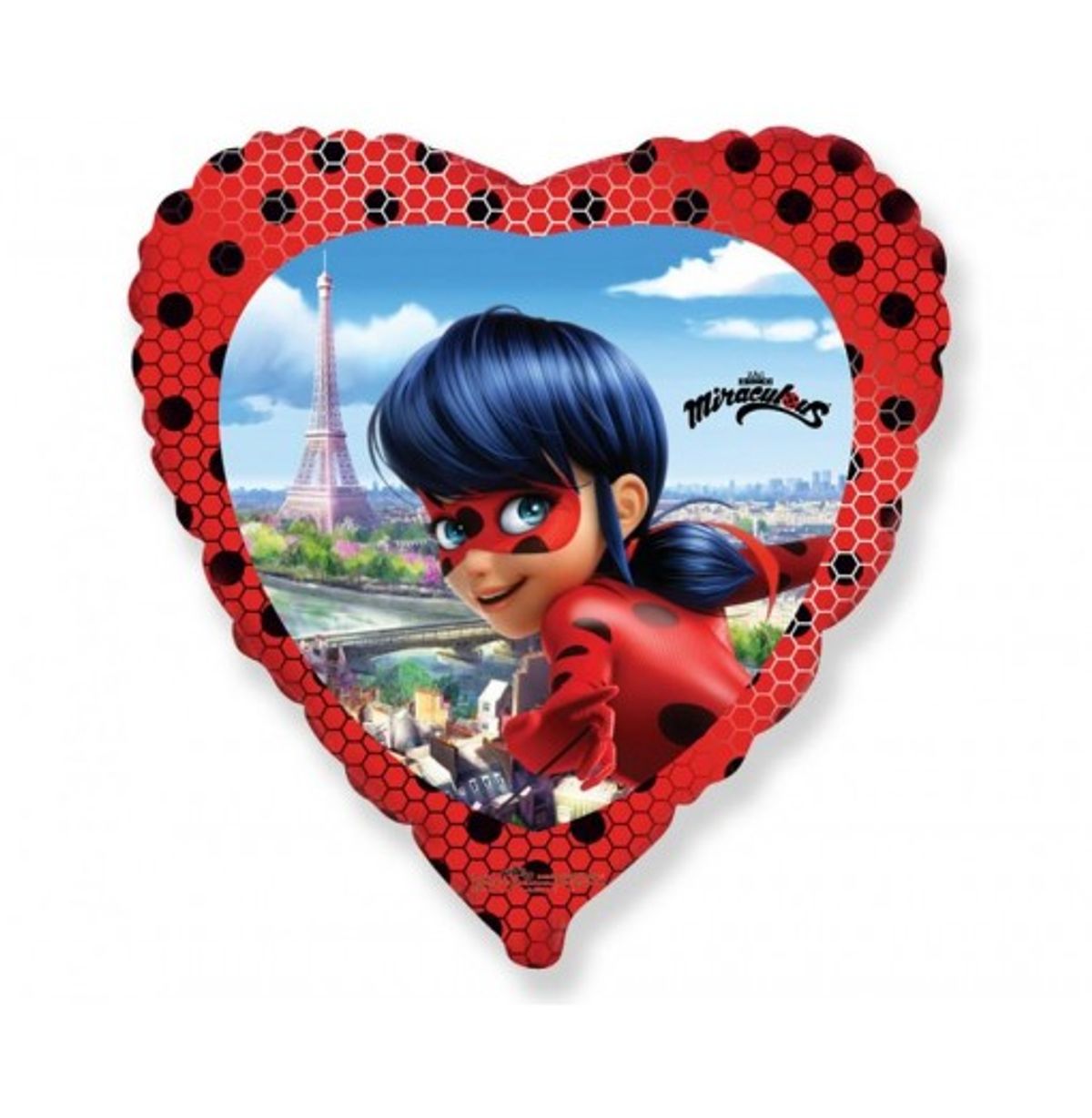 Miraculous, Ladybug hjerte folieballon, 18" / 46 cm - Folieballoner