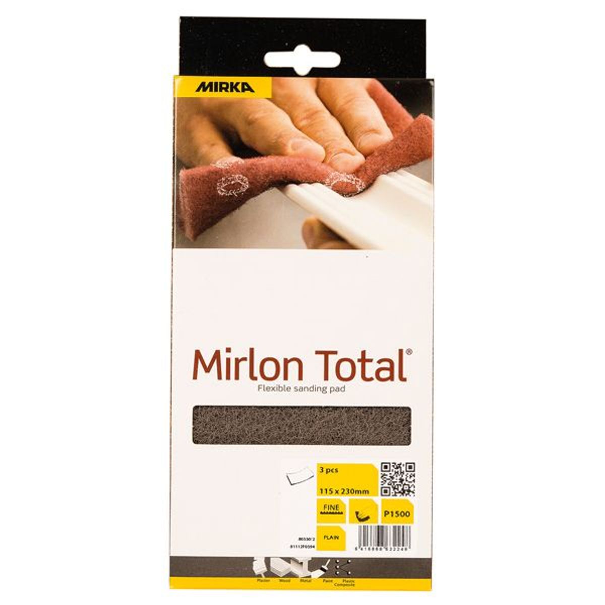 Mirka Mirlon total slibesvampe 1500 grå 115x230mm 3stk pk - 1602194