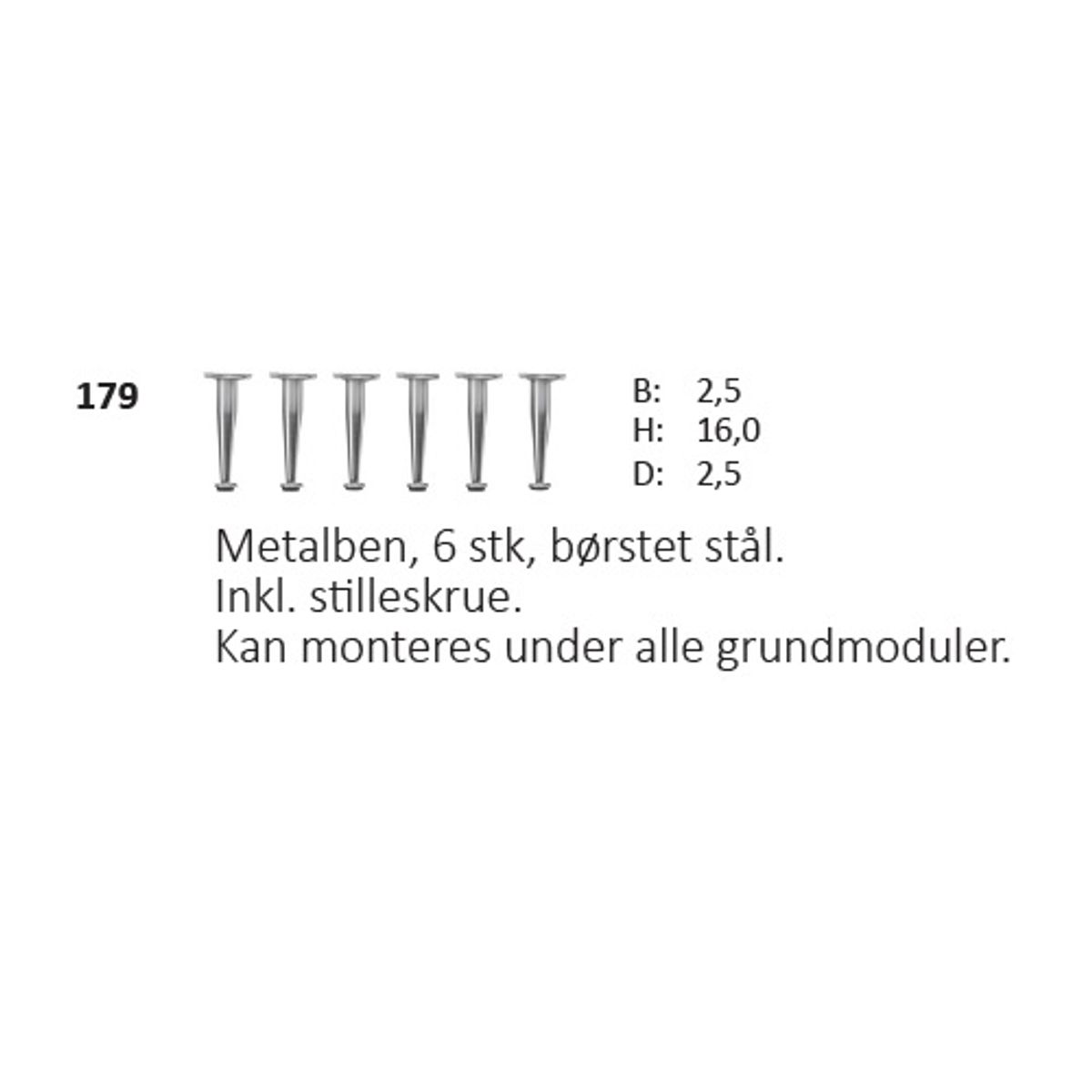 Mistral ben 179 - 6 stk. i børstet stål