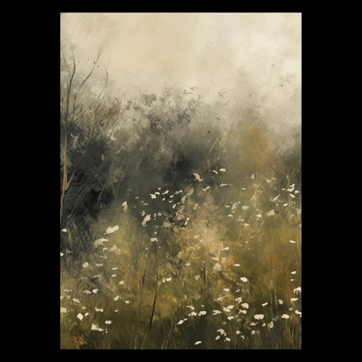 Misty Meadow Plakat 21x30 cm (A4) / Hvid Egetræ