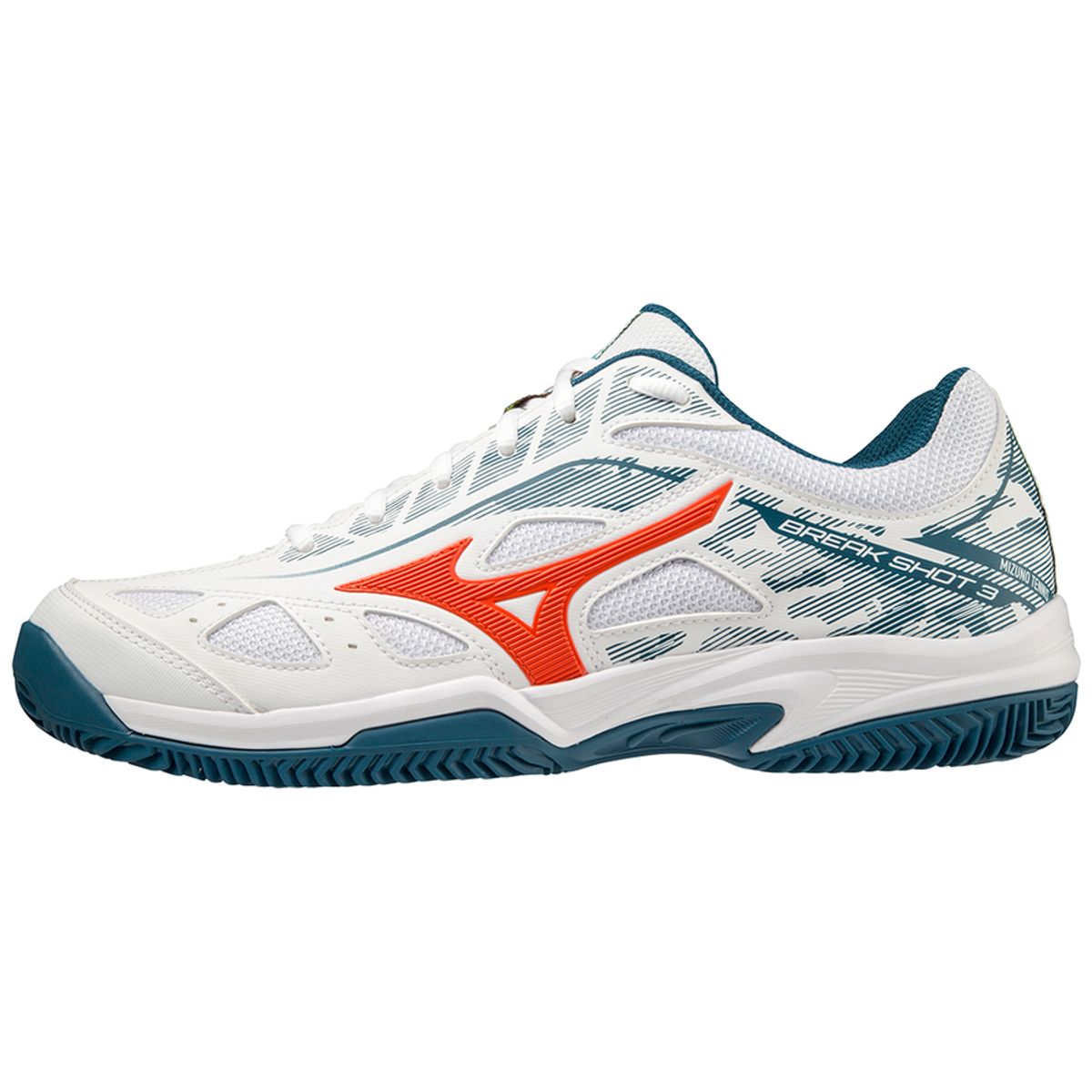 Mizuno Breakshot 3 CC (Unisex, Hvid/Rød/Turkis) - 38