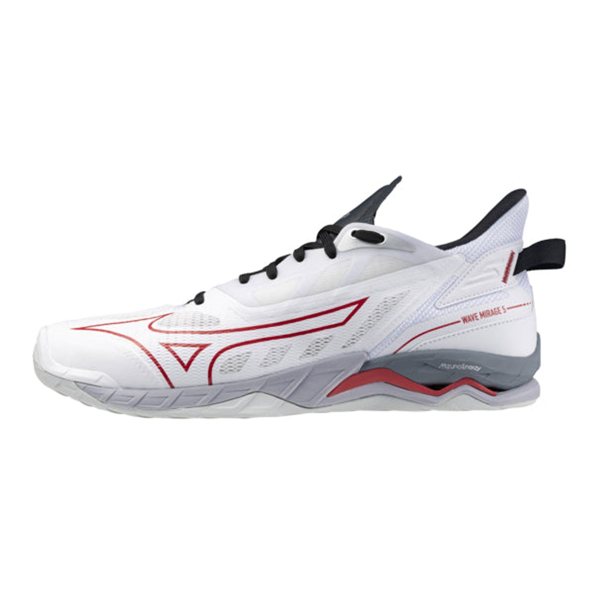 Mizuno Wave Mirage 5 Squashsko (White/Salsa/Black) - 43