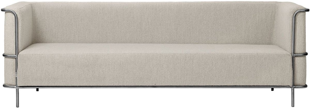 Modernist, 3-personers sofa, beige, H70x77x220 cm, rustfrit stål, bouclé