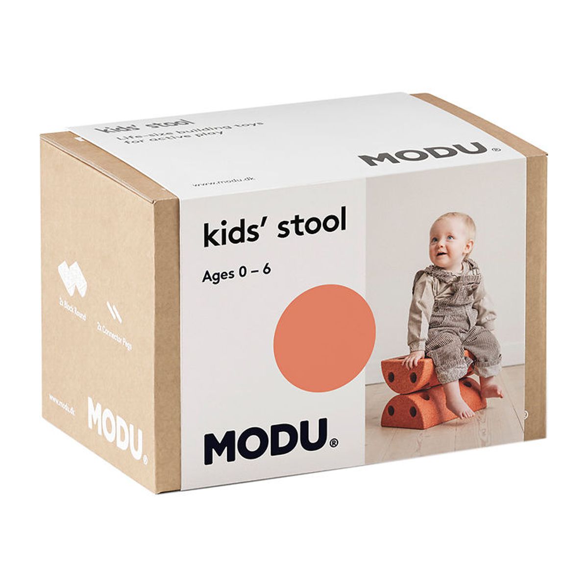 MODU Børneskammel - 4 Dele - Burnt Orange/Dusty Green