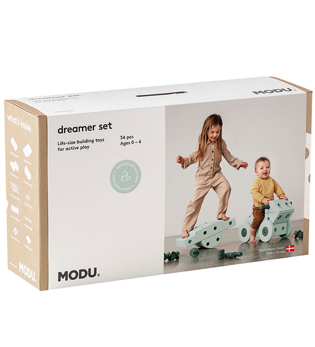 MODU Dreamer Sæt - 34 Dele - 70x40x20 cm - Ocean Mint/Forest Gre