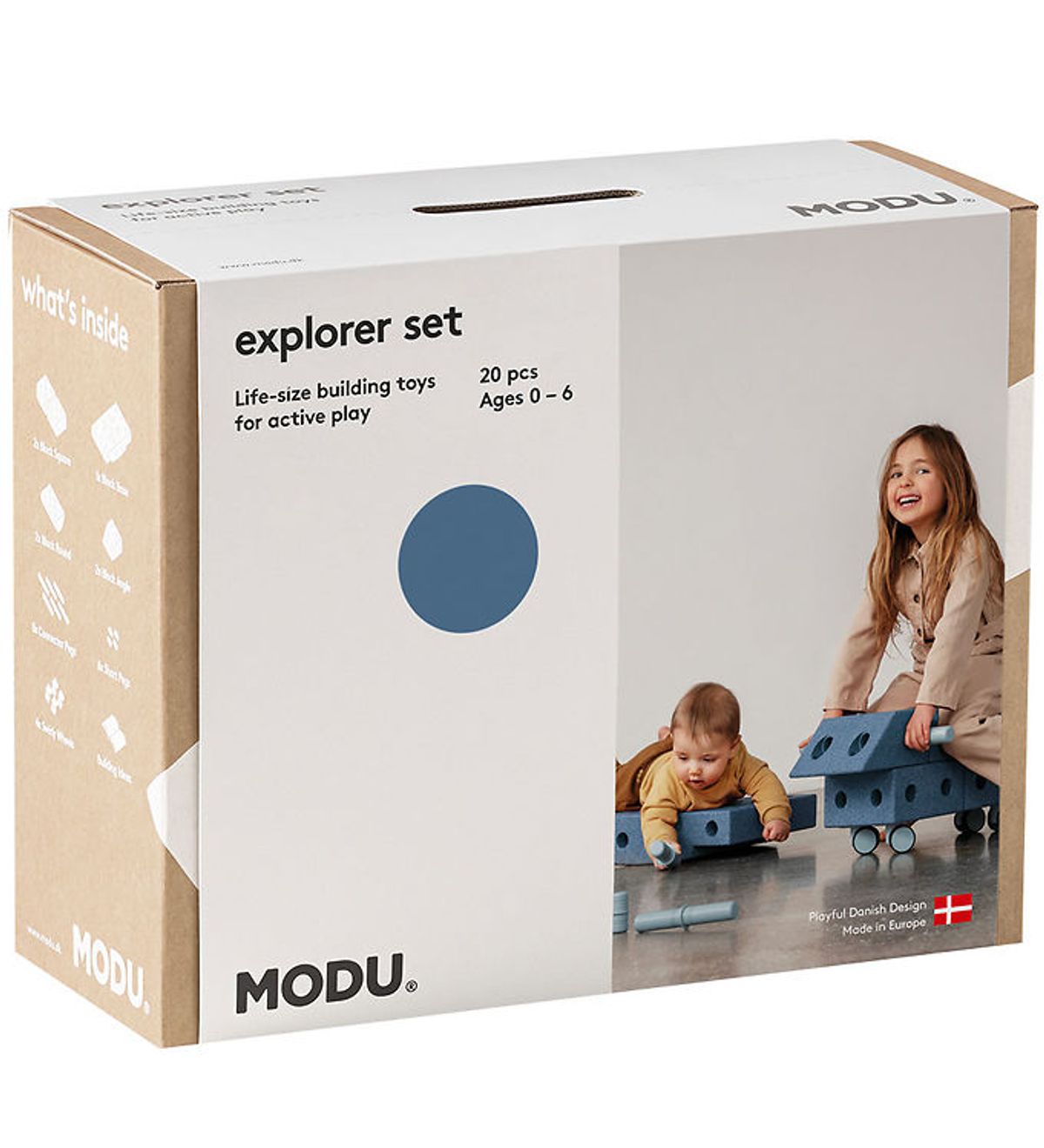 MODU Explorer Sæt - 20 Dele - Deep Blue/Sky Blue