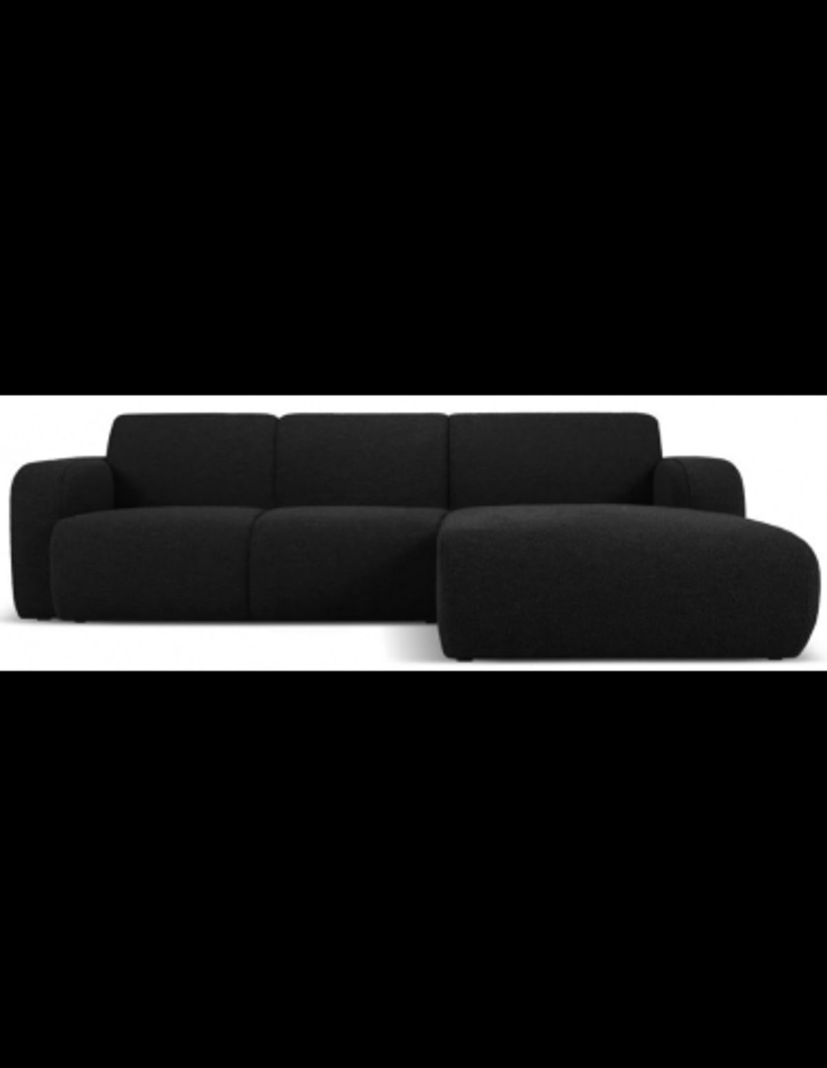 Molino højrevendt chaiselongsofa i bouclé B250 x D170 cm - Sort