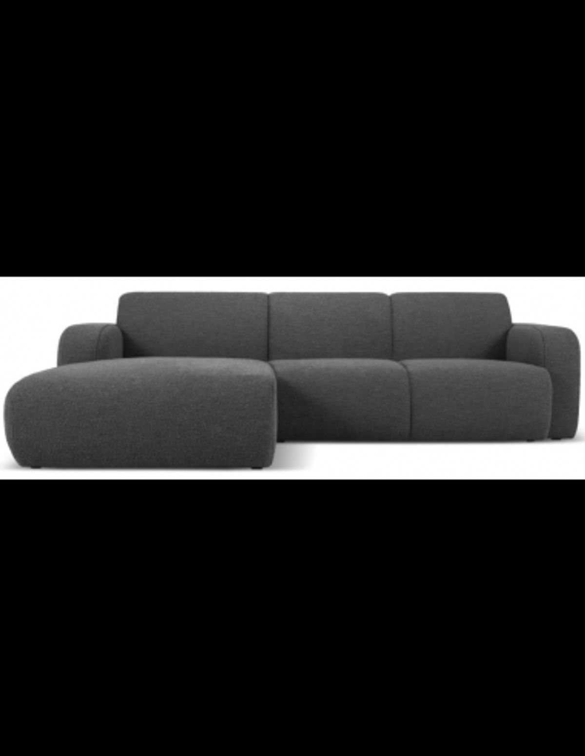 Molino venstrevendt chaiselongsofa i bouclé B250 x D170 cm - Mørkegrå