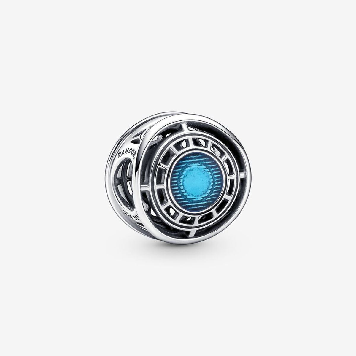 Moments Marvel Avengers Iron Man Arc Reactor Sterling Sølv Vedhæng fra Pandora med Blå Emalje