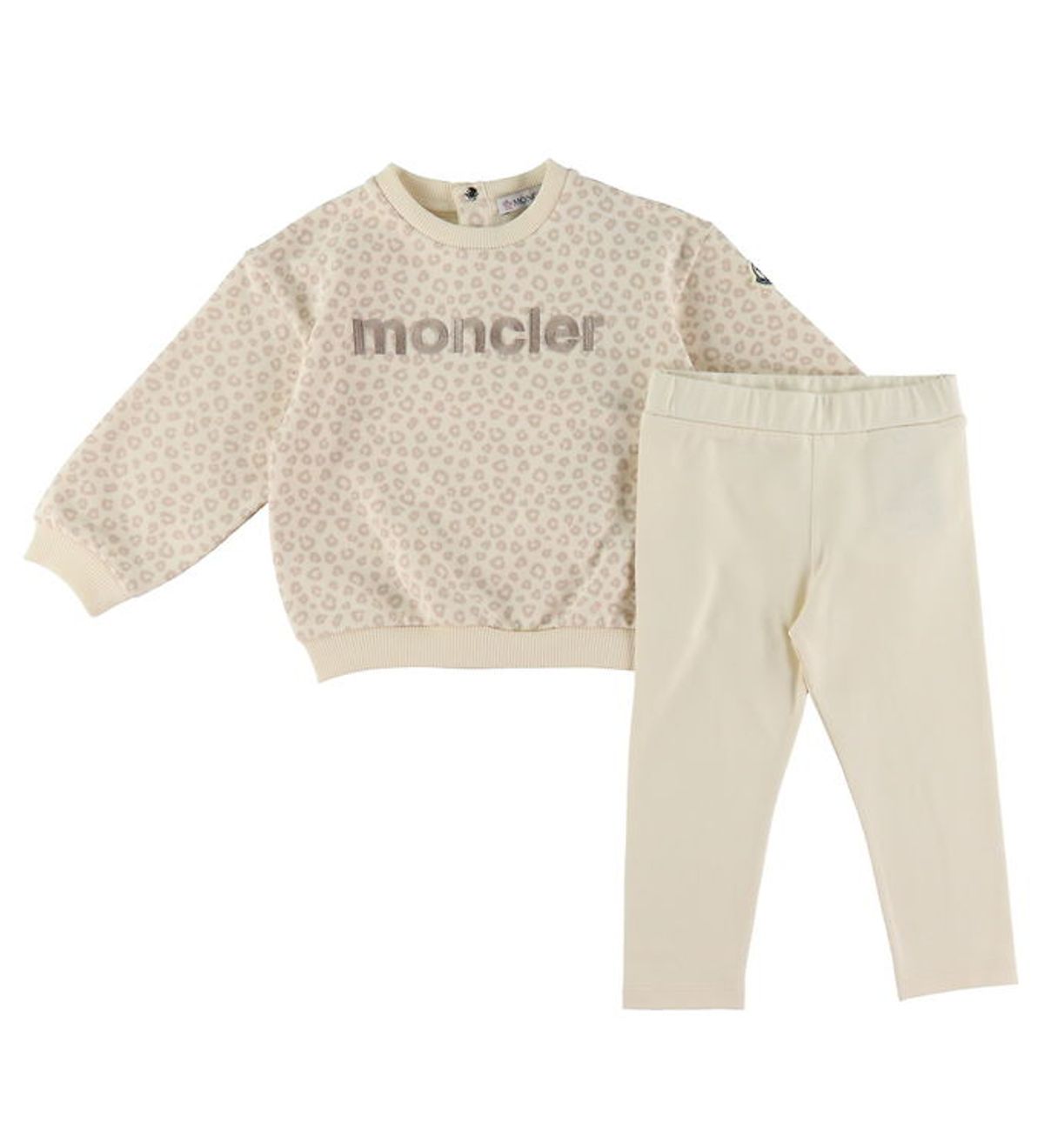 Moncler Sweatshirt/Leggings - Open White/Beige m. Leopardprint