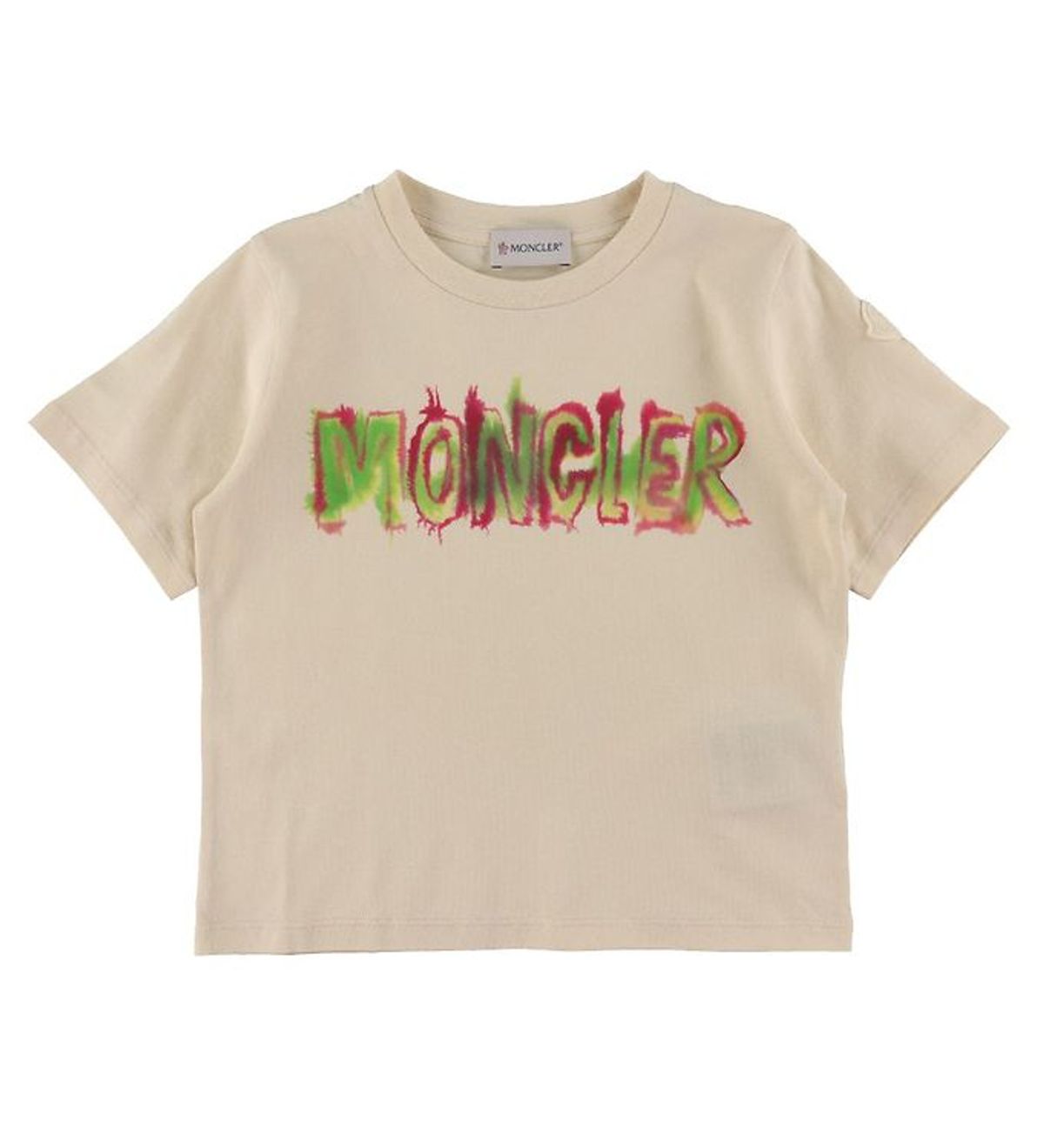 Moncler T-shirt - Beige m. Pink/Grøn