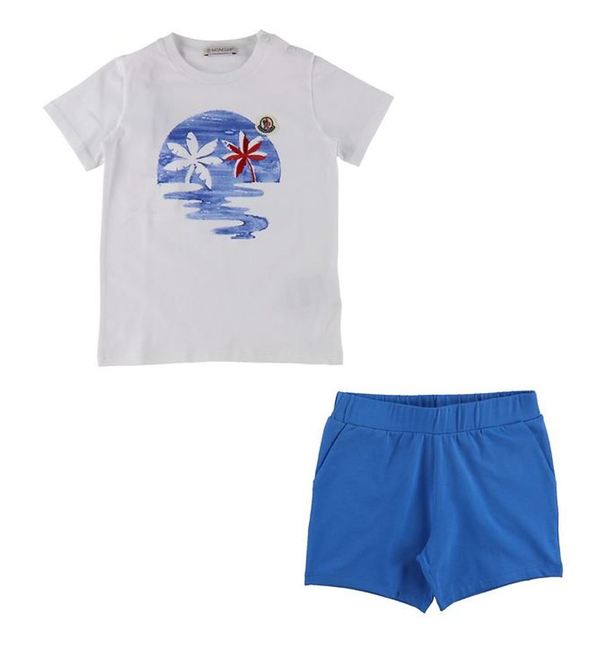 Moncler T-shirt/Shorts - Blå/Hvid m. Print