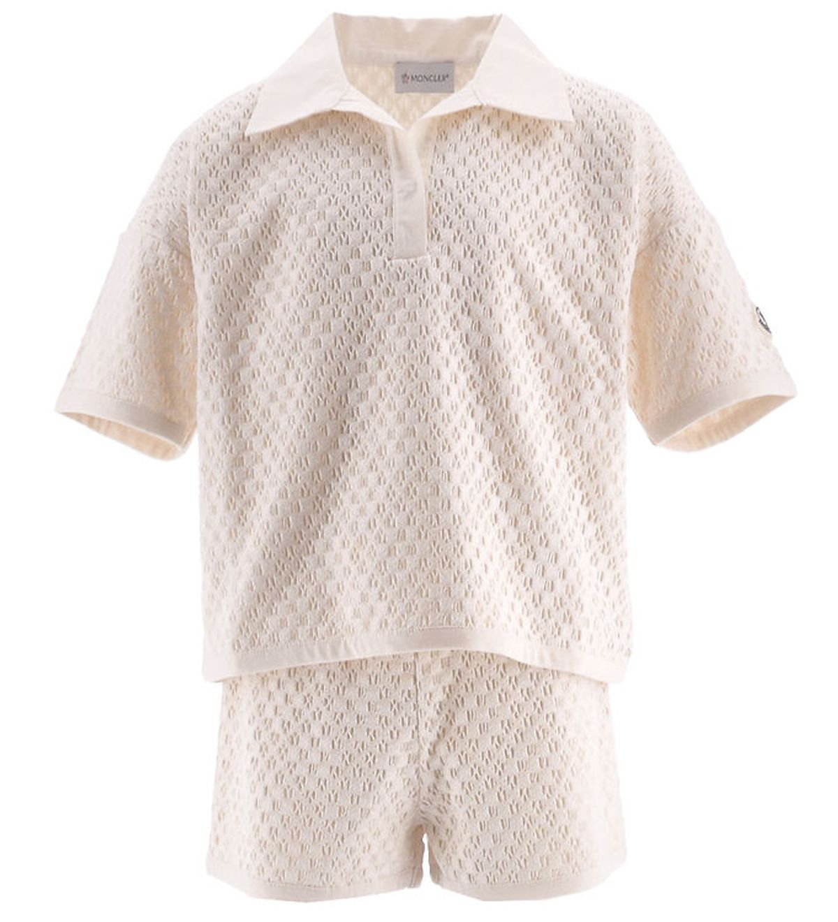 Moncler T-shirt/Shorts - Strik - Creme m. Hulmønster