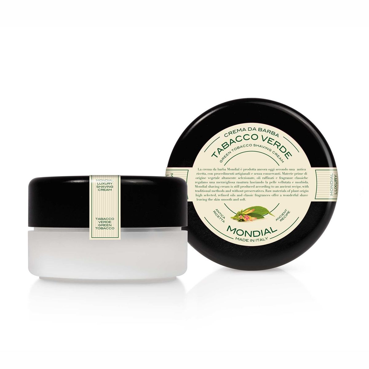 Mondial Shaving Barbercreme i plasticskål, Green Tobacco, 150 ml.