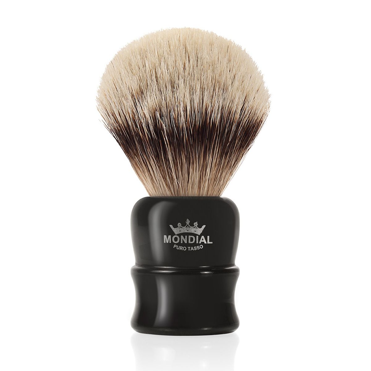 Mondial Silvertip Badger Barberkost, Crosby, Sort kunstharpiks