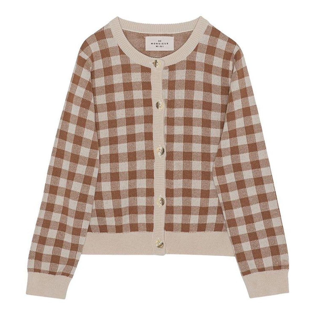 Monsieur Mini Cardigan - Gingham - Offwhite/Toffee