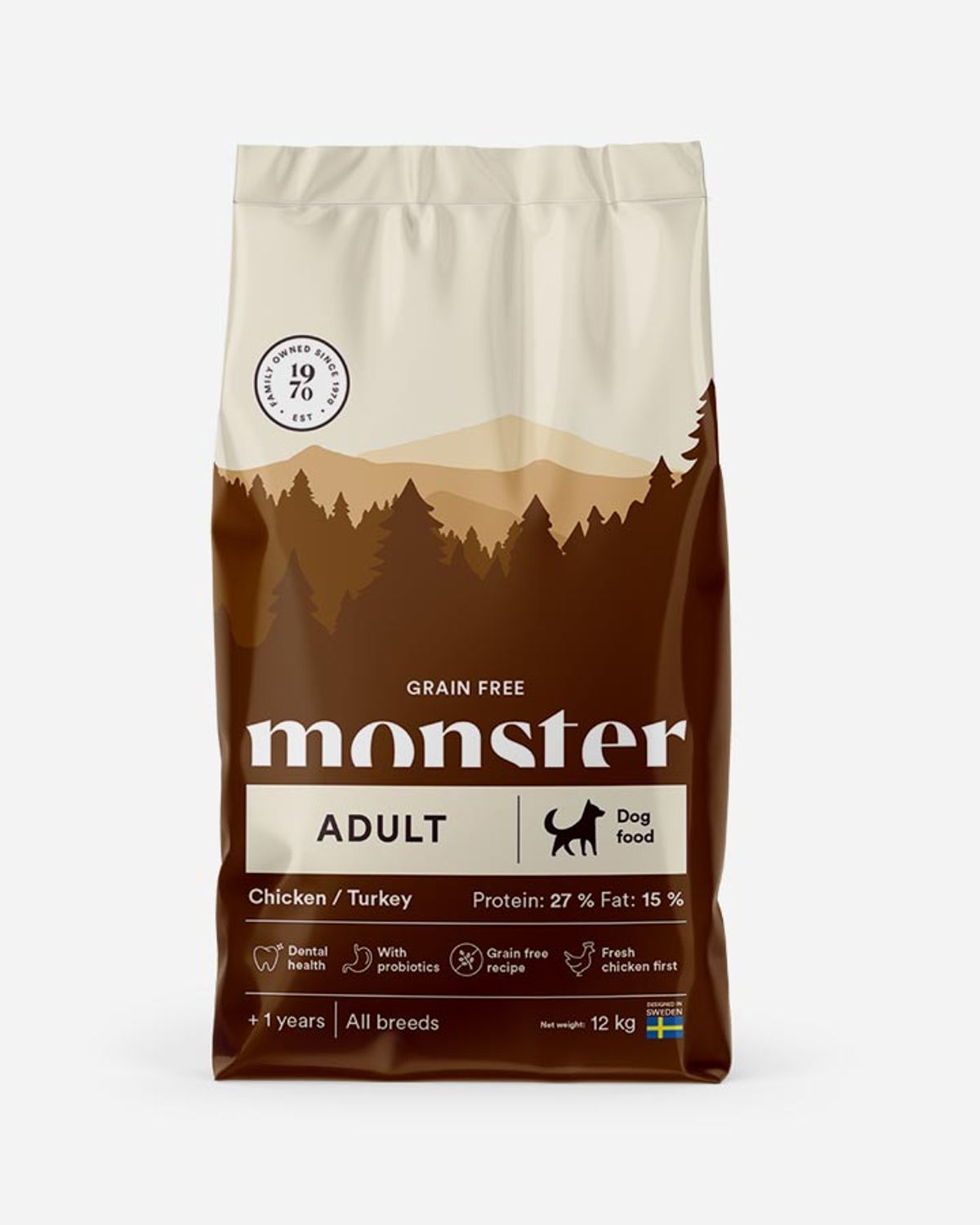 Monster Adult - Kornfrit, Kylling og Kalkun - 12kg