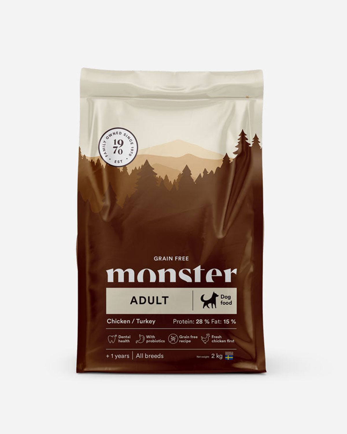 Monster Adult - Kornfrit, Kylling og Kalkun - 2kg