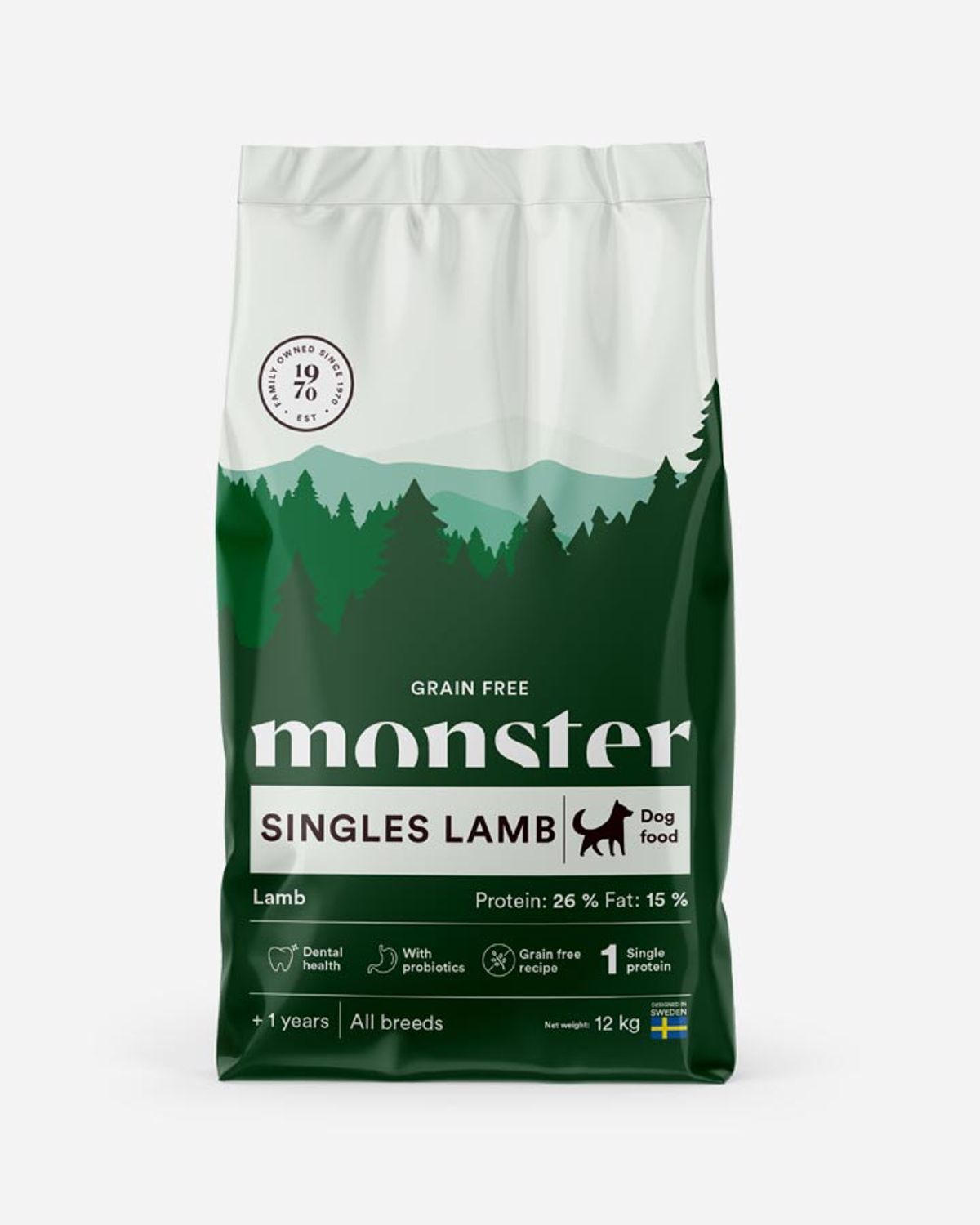 Monster Singles - Kornfrit og Lam - 12kg