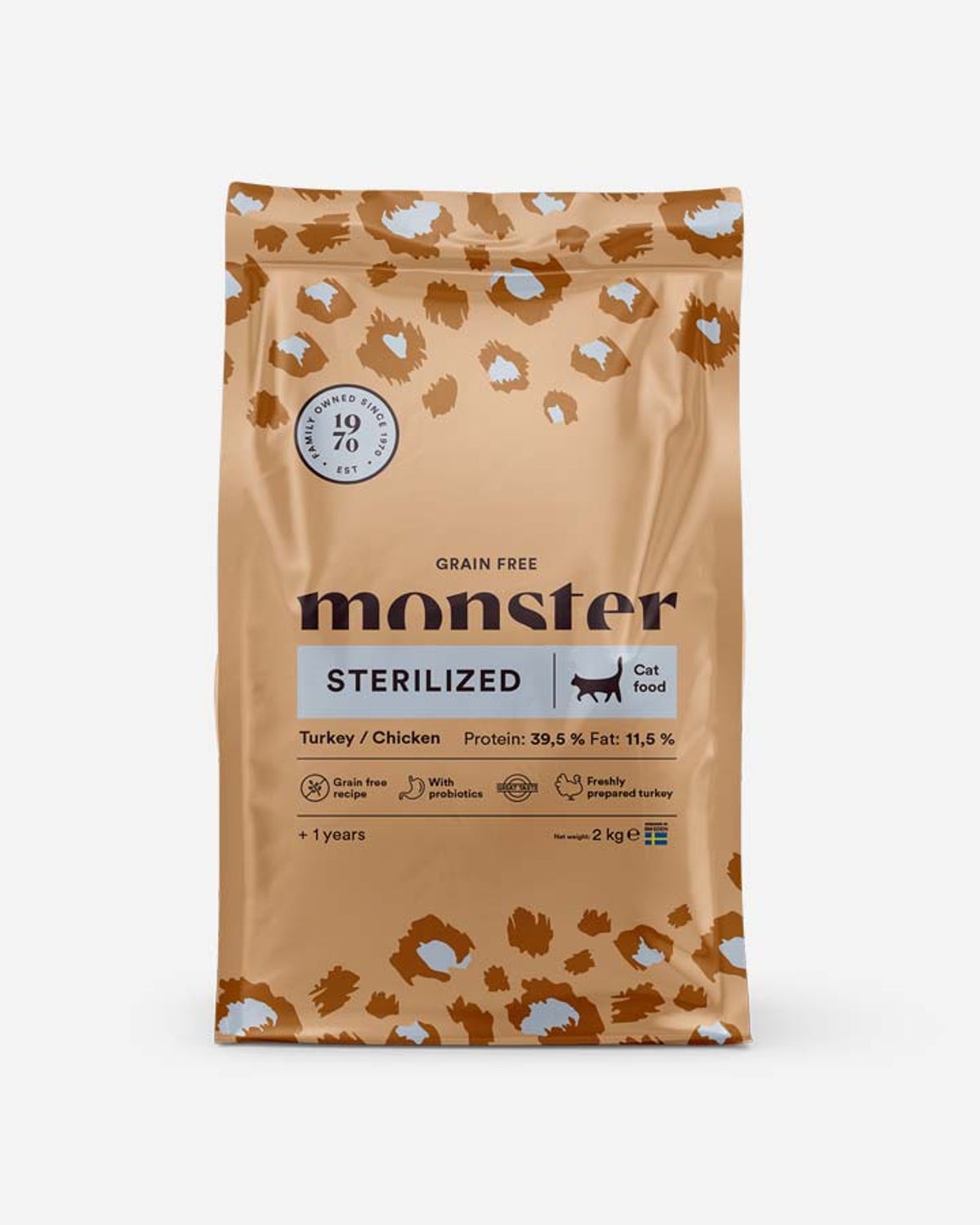 Monster Sterilized - Kornfrit, Kalkun og Kylling - 2kg