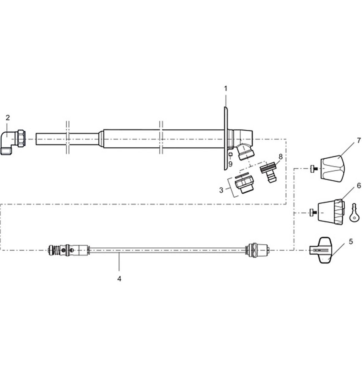 Mora garden ll komplet inderspindel 150 mm (totallængde 230 mm) til Mora garden ll vvs nr. 743453514