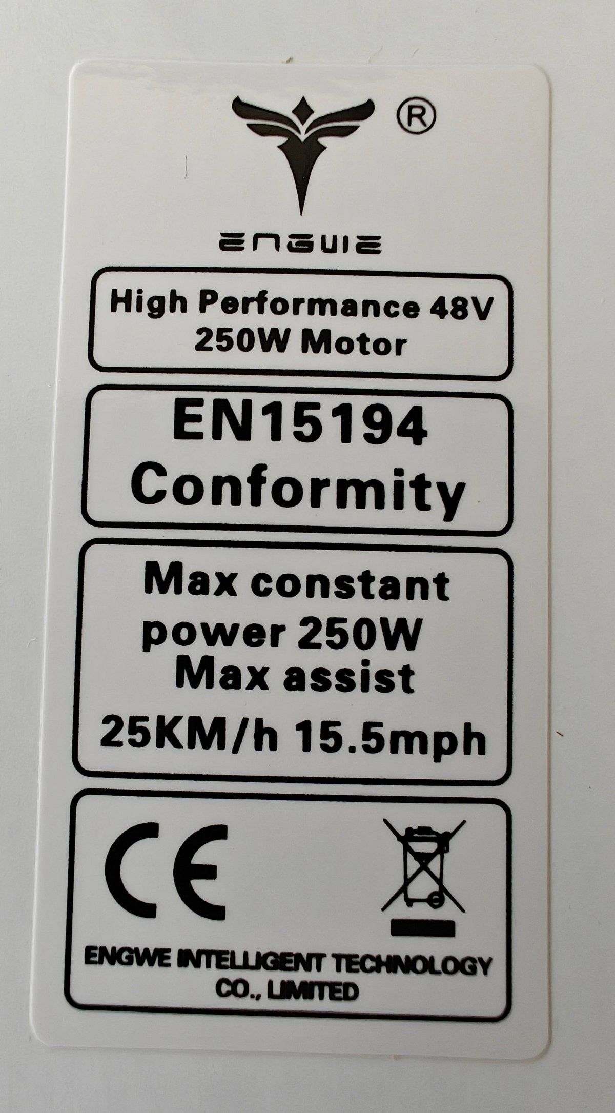 Motor label til Engwe elcykel - 1 stk.