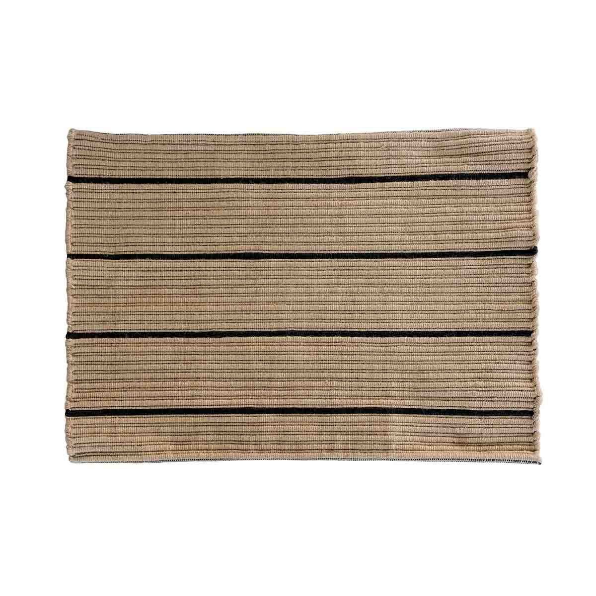 MOUD Home STRIPE dørmåtte 50x72 cm genanvendt polyester - beige/sort