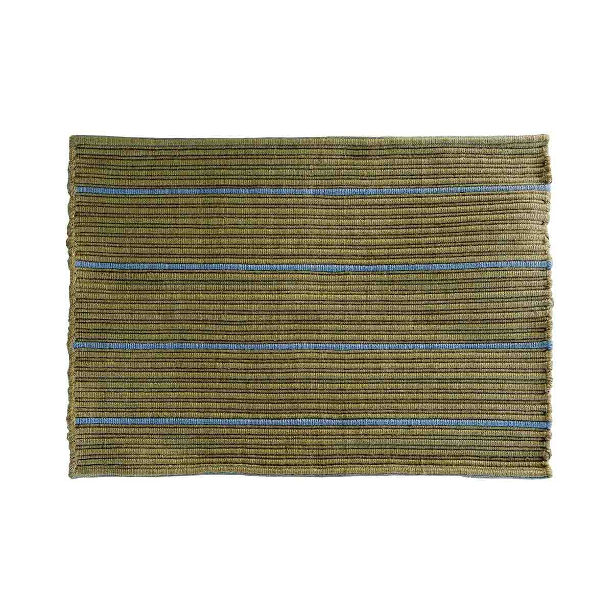 MOUD Home STRIPE dørmåtte 50x72 cm genanvendt polyester - olive/blå