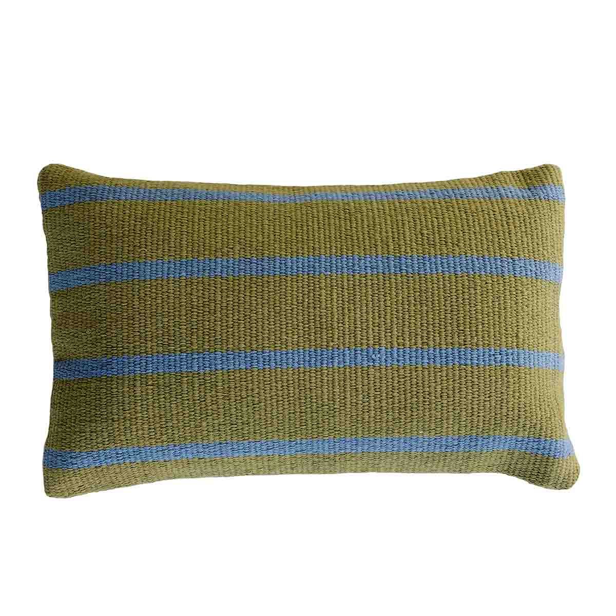 MOUD Home STRIPE pudebetræk 38x58 cm - olive/blå