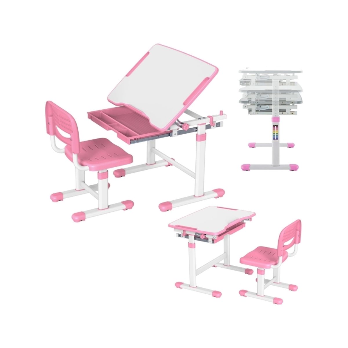 Mozos Mozos Dc-Set-Pink Children's Desk Adjustable Chair For Children 2-12 Years Old