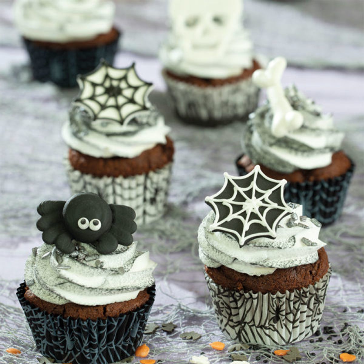 Muffinsforme Halloween spindelvæv 36 stk