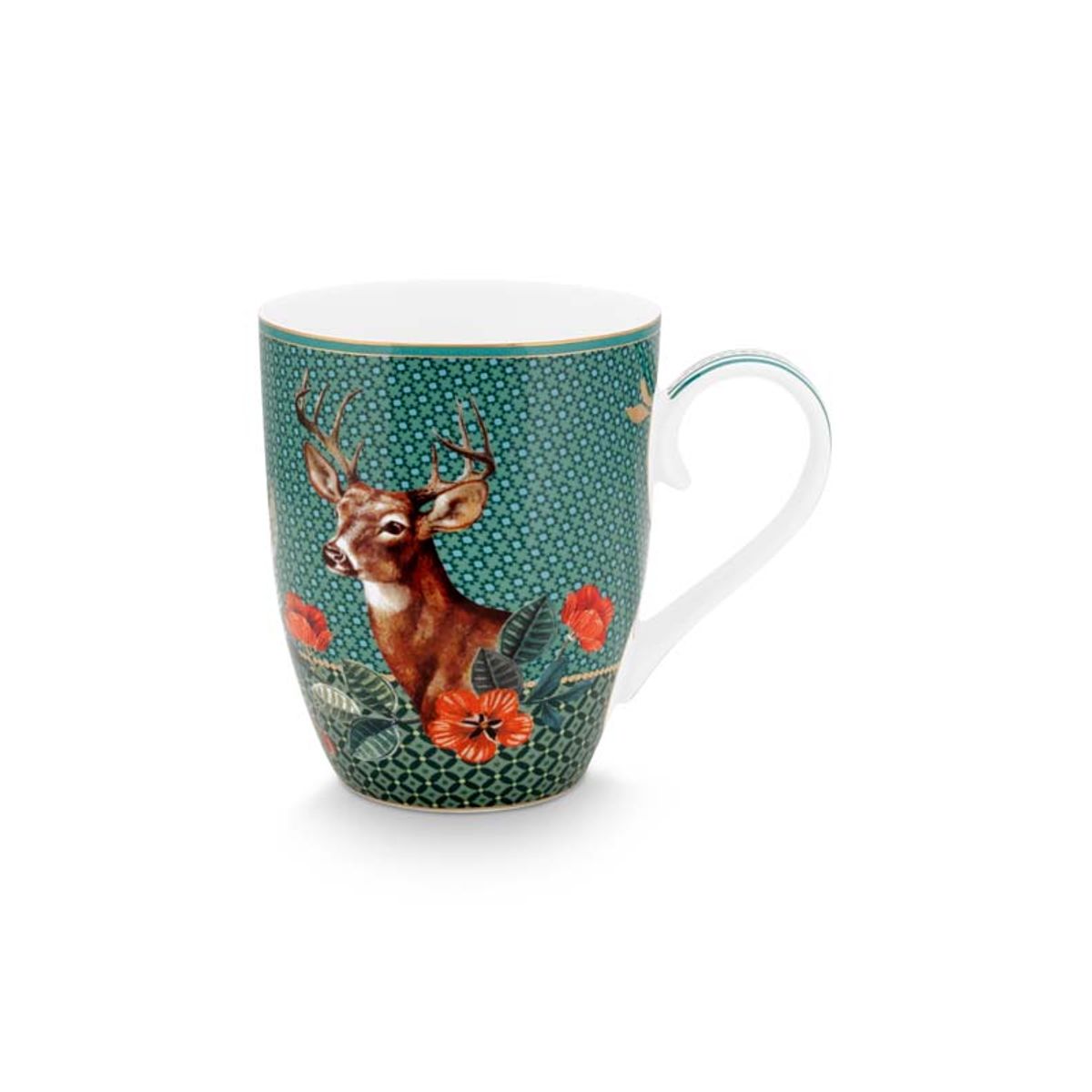 Mug Large Winter Wonderland Deer Green 350ml