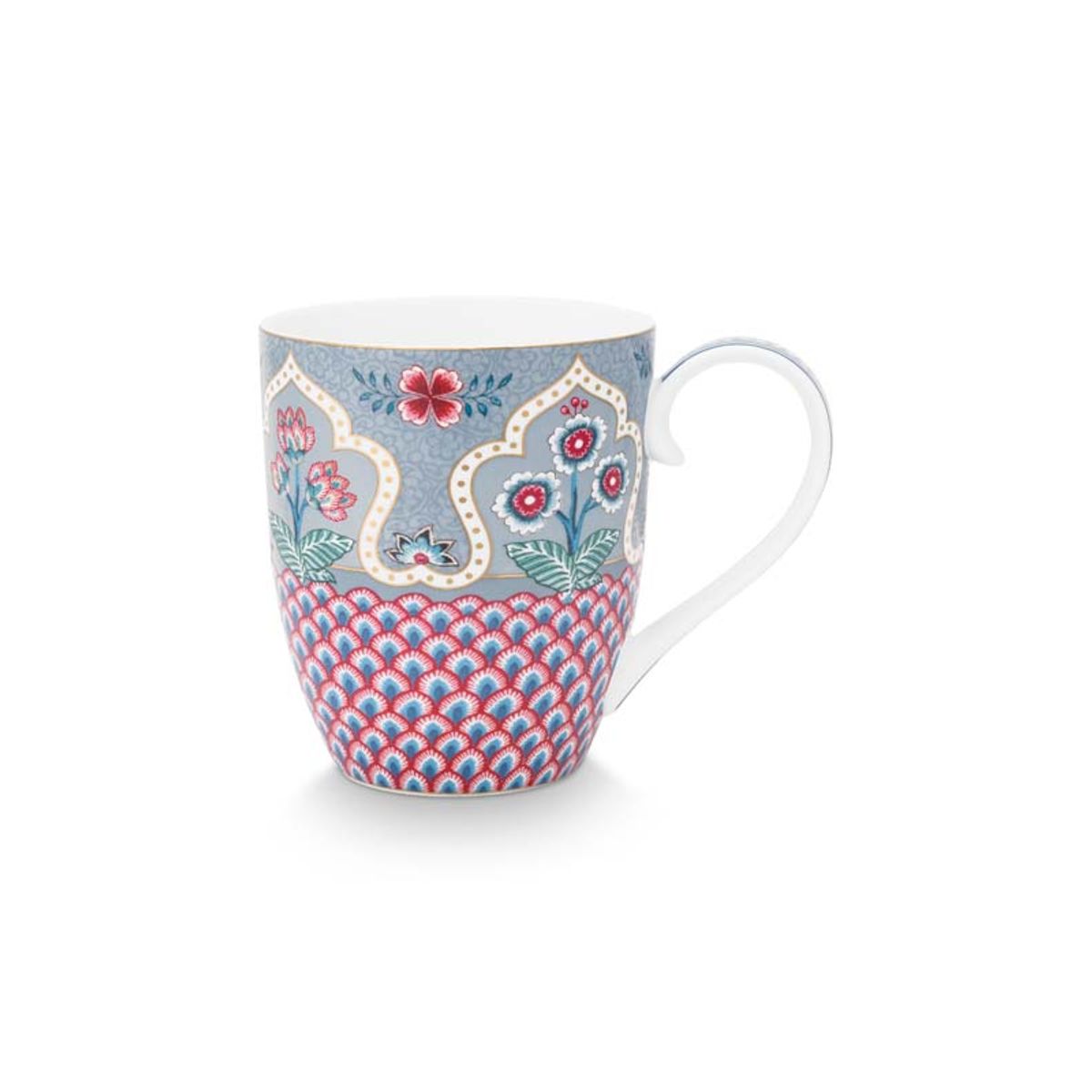 Mug XL Flower Festival Scallop Deco Light Blue 450ml