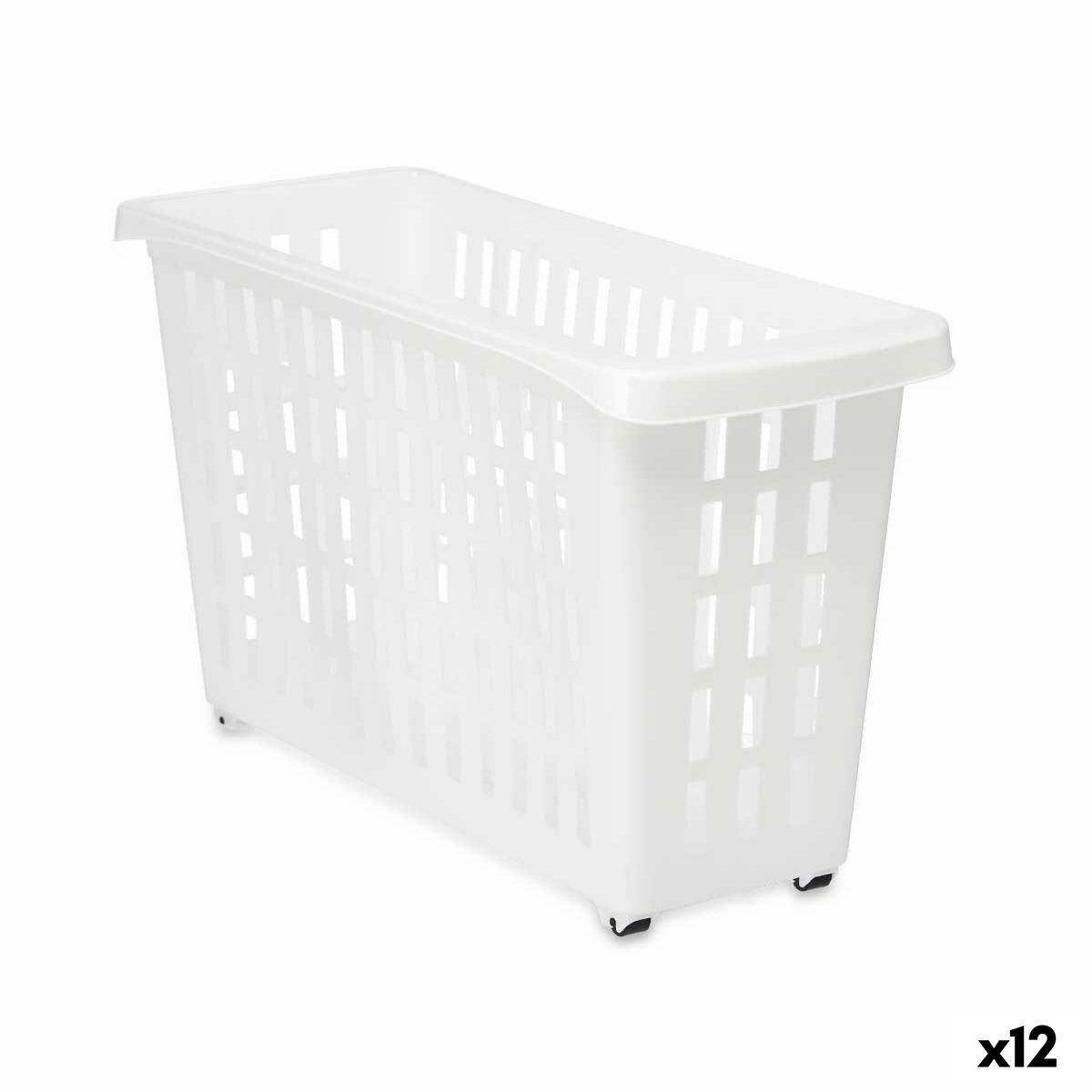 Multibrug kurv Med hjul Hvid Plastik 17,5 x 26 x 46 cm (12 enheder)