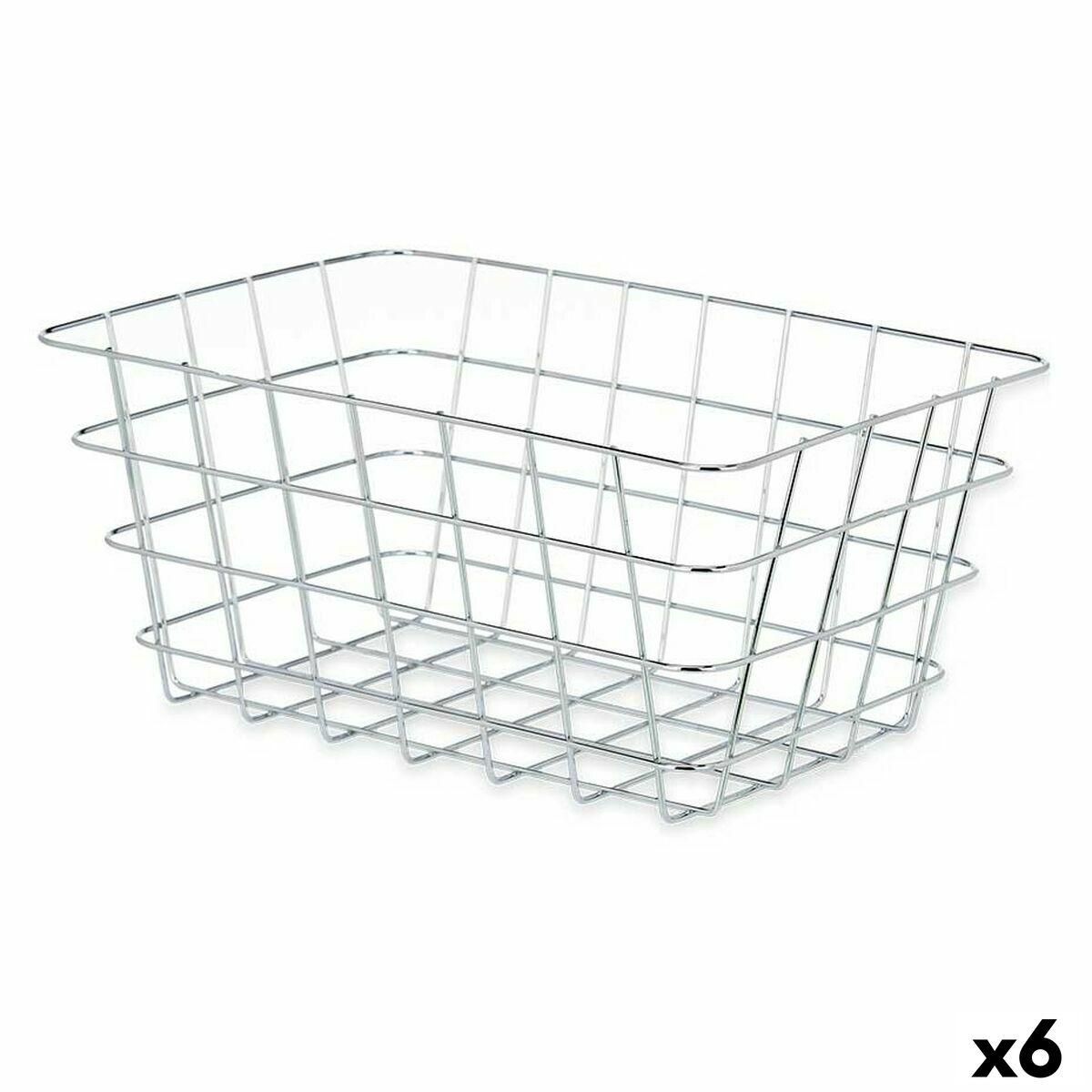 Multibrug kurv Sølvfarvet Metal 31 x 14 x 21 cm Rektangulær (6 enheder)