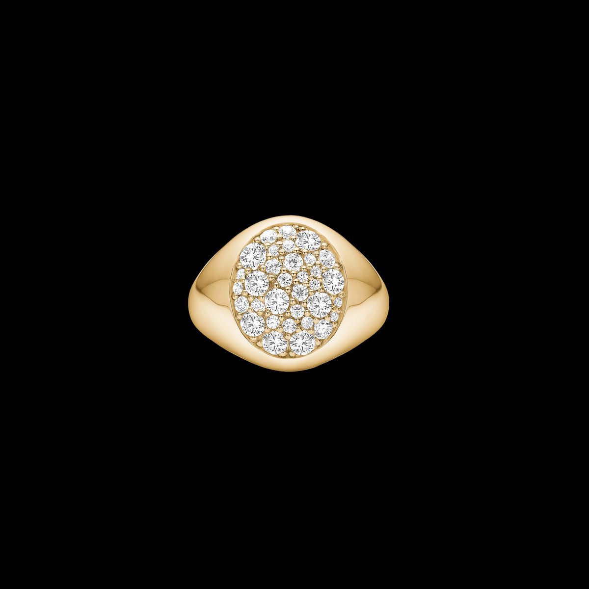 Multipave Signet Ring Top Wesselton Diamond