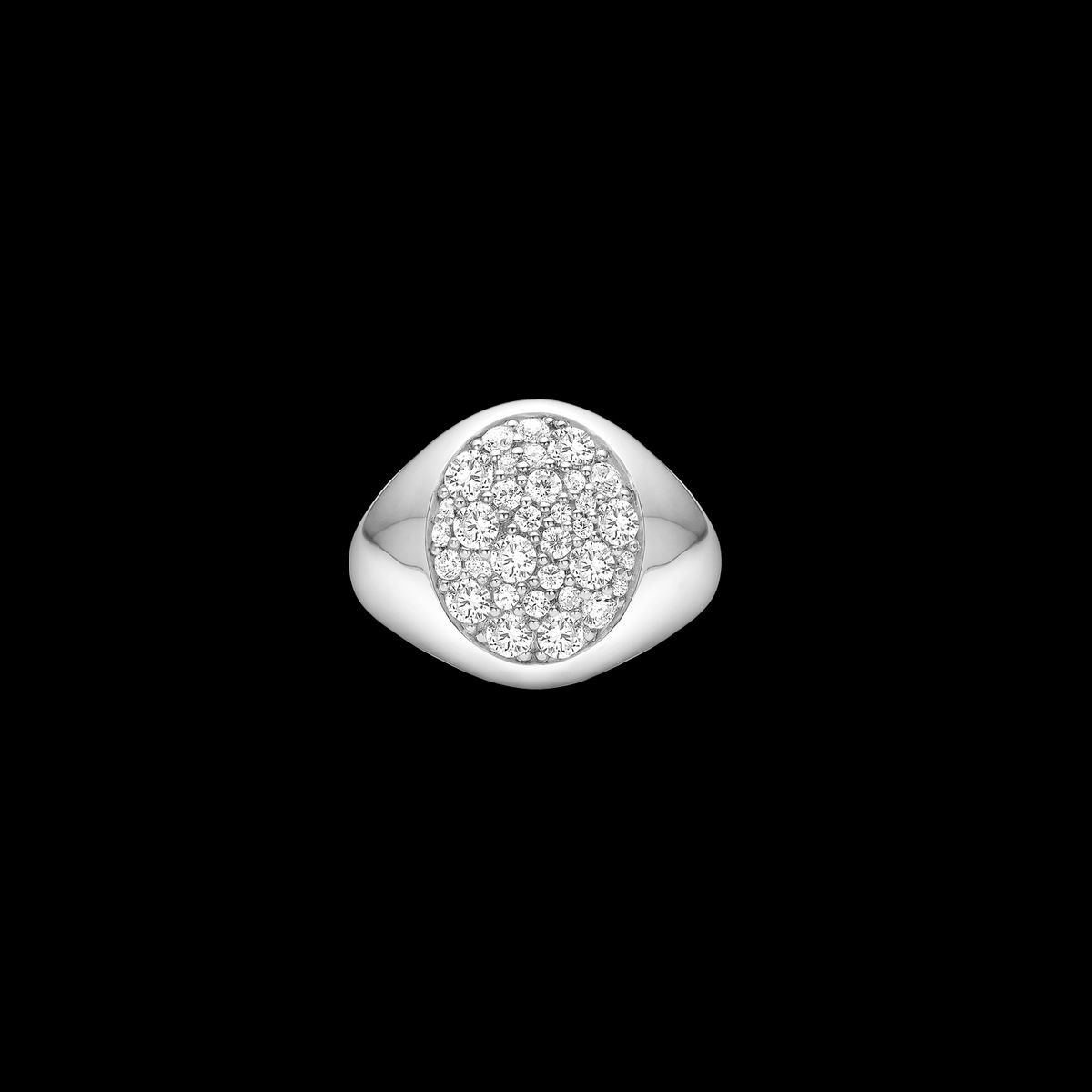 Multipavé Signet Ring Top Wesselton Diamond