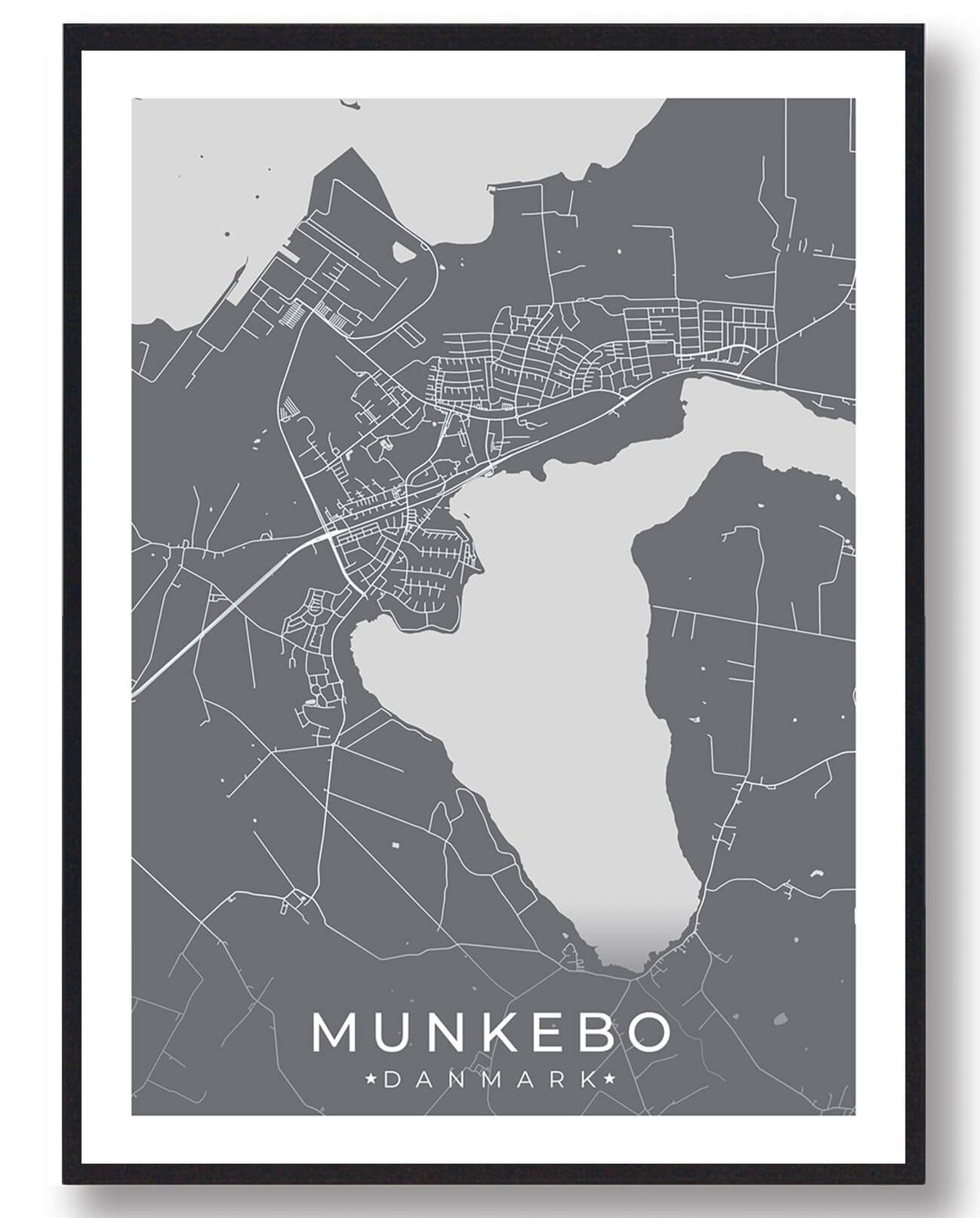 Munkebo by plakat - grå (Størrelse: L - 50x70cm (B2))