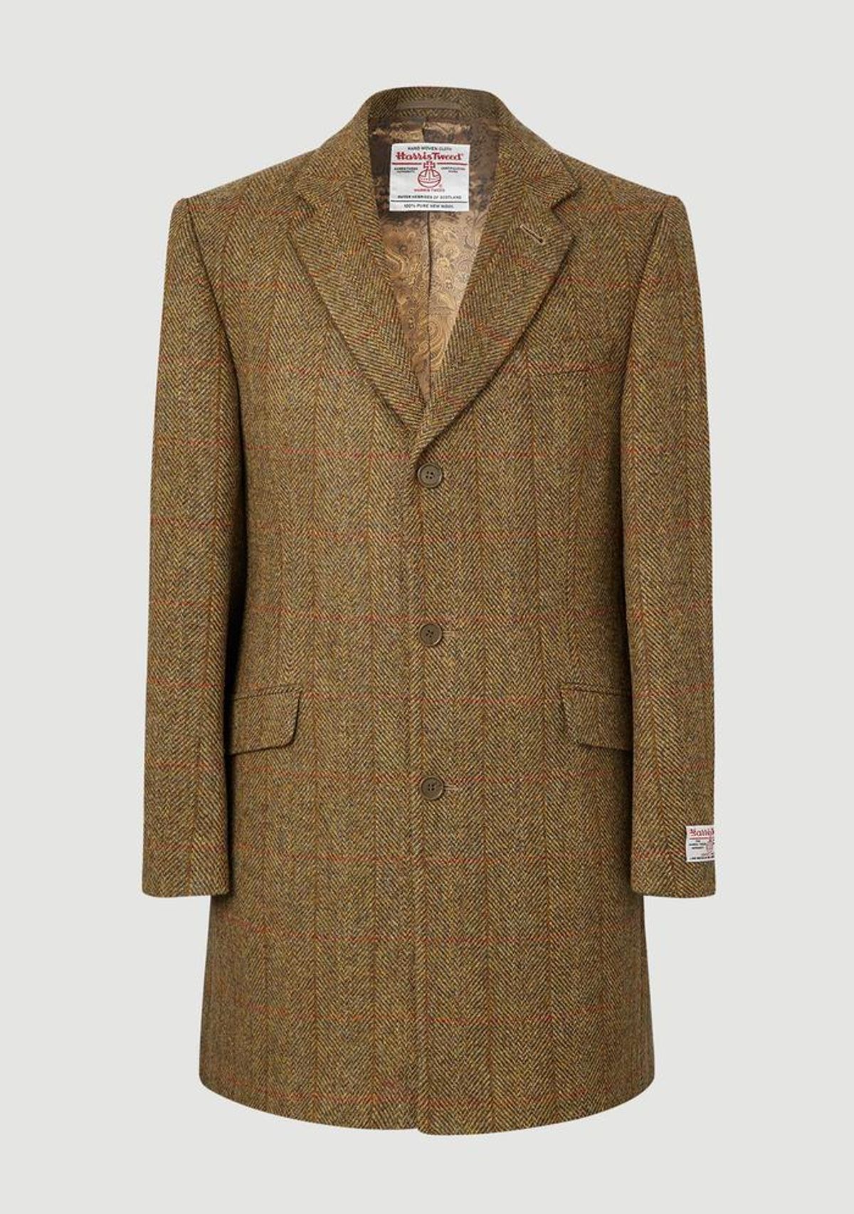 MURDO 3/4 COAT, mustard herringbone - 40 UK