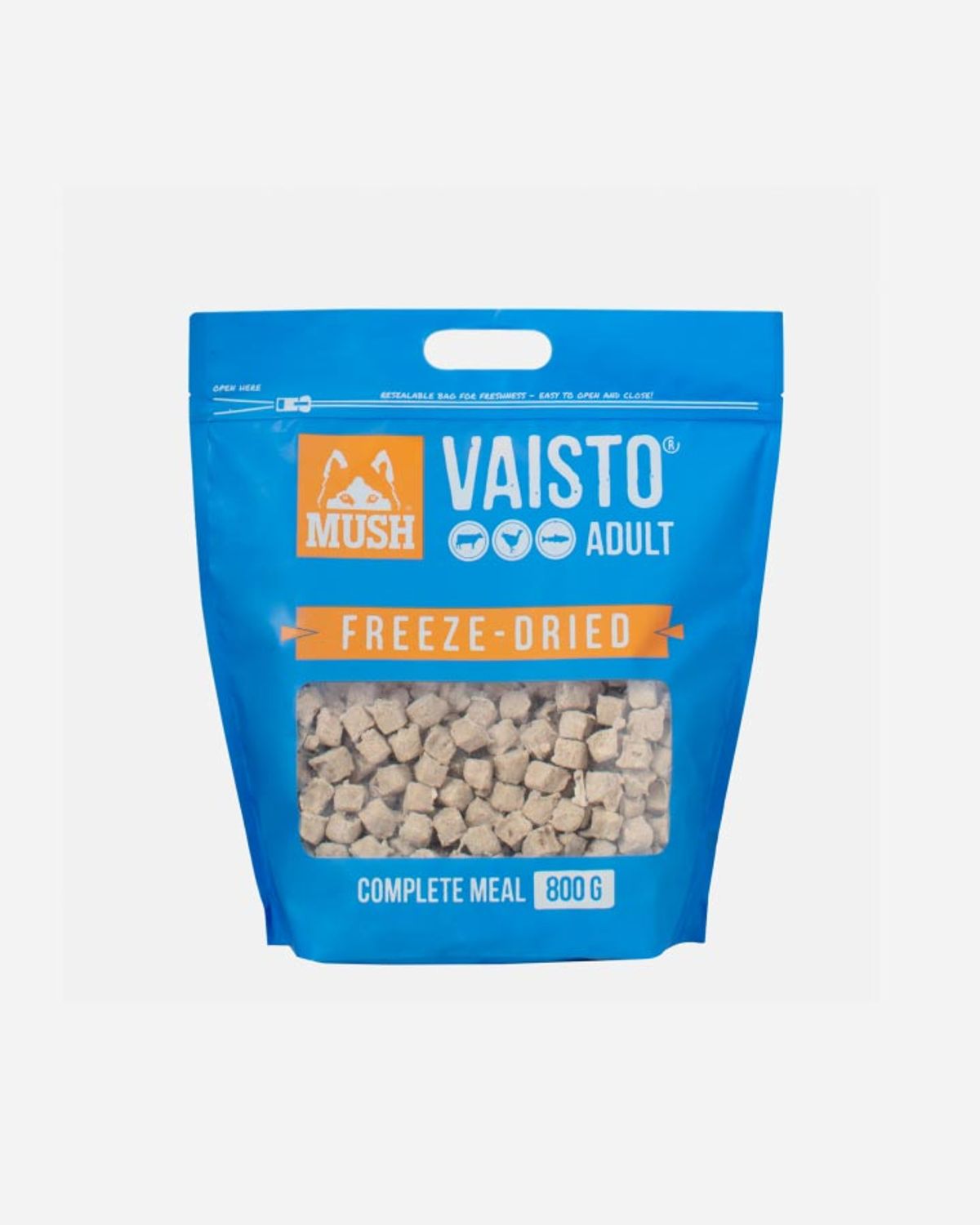 MUSH Vaisto - Frysetørret Hundefoder med Okse, Kalkun og Laks - 800g