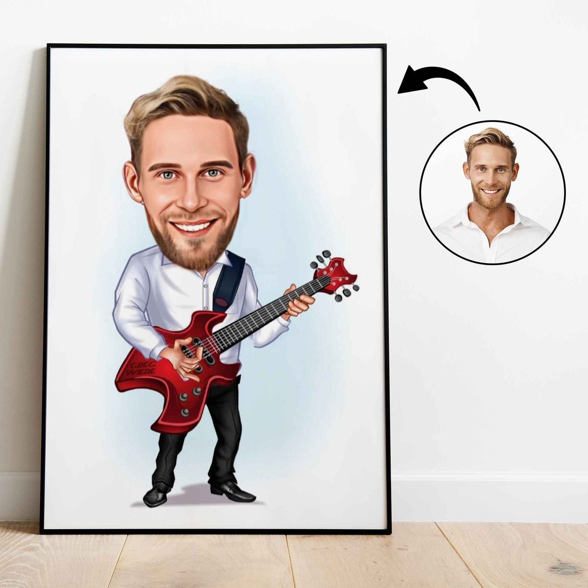 Musik & Dans tema8 (1 person) - karikaturtegning efter dine fotos