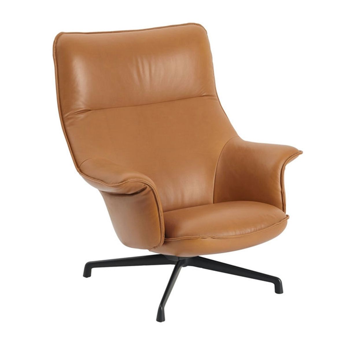 Muuto Doze Lounge Chair High Back / Swivel Base Refine Cognac Leather/Anthracite Black