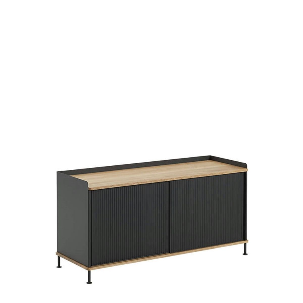 Muuto Enfold Sidebord - 124x45 - Sort/Antracit Sort Lacquered Oak/Anthracite Black